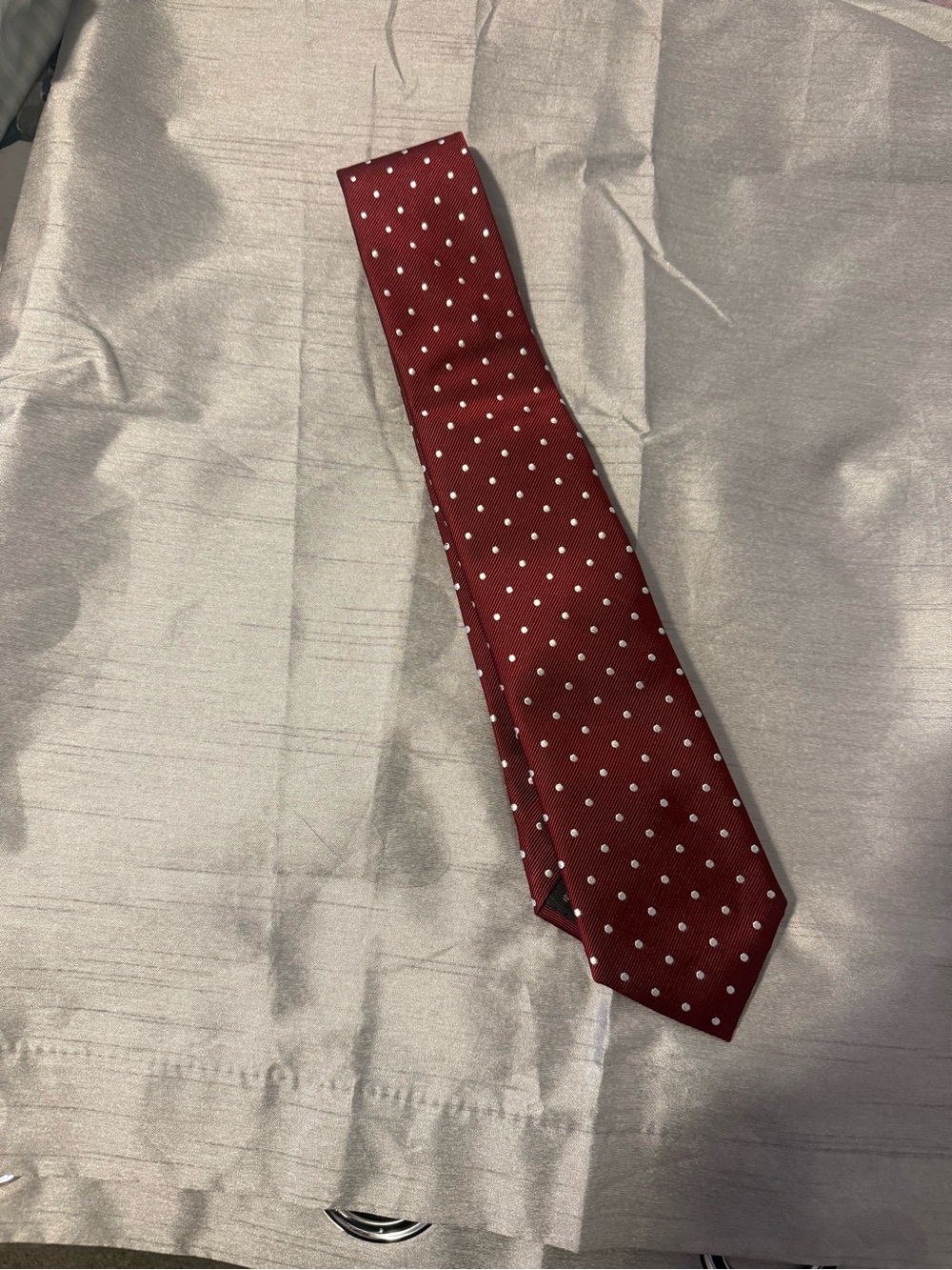 Jos. A. Bank Burgundy Tie with White Polka Dots
